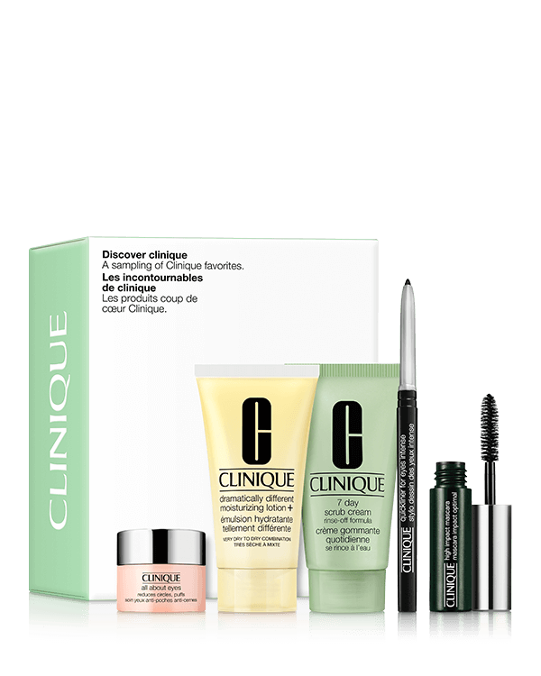 Discover Clinique Set, Clinique skincare and makeup favorites in take-anywhere minis. A $66.00 value.